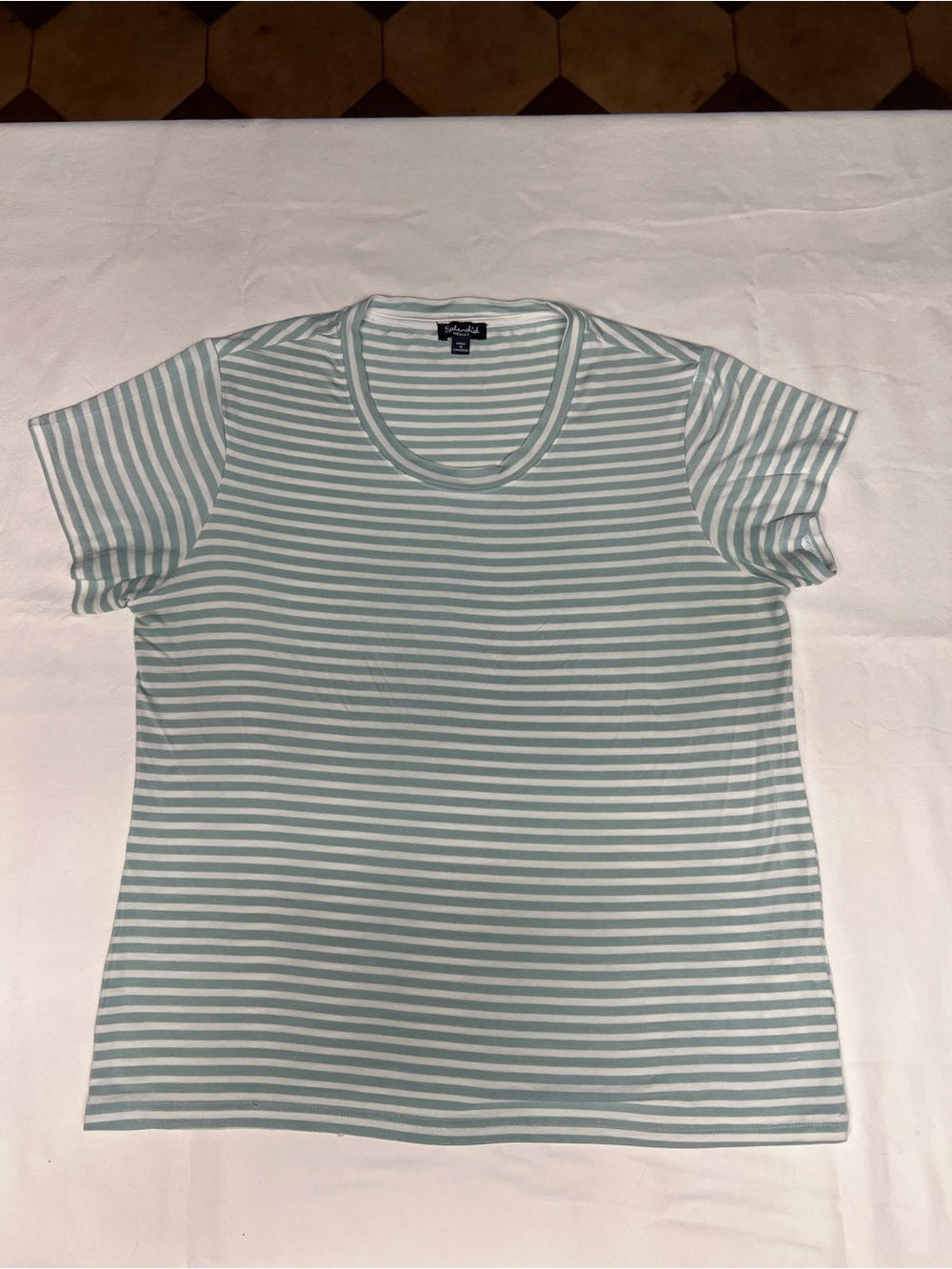 Splendid Mint & White Striped Short Sleeve Tee